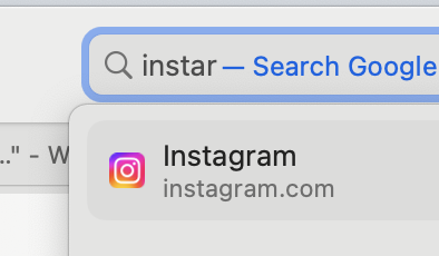 Google search result for "instar" yields Instagram.